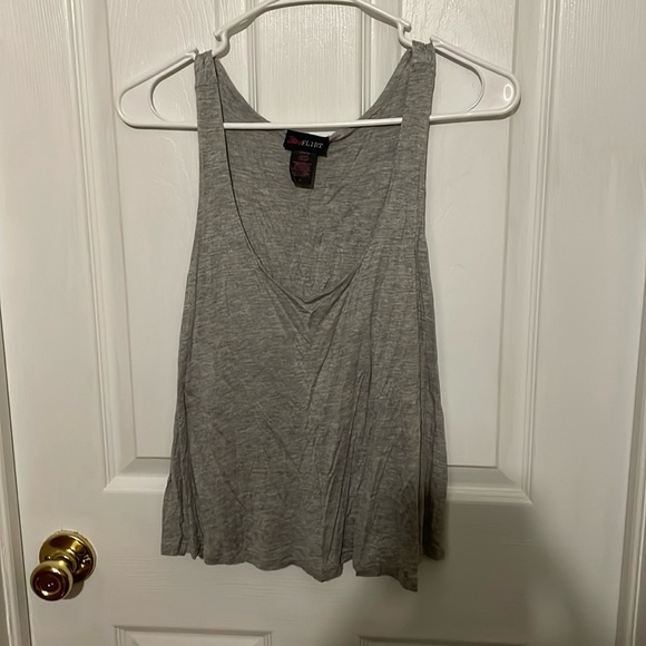 UltraFlirt gray razor back tank top. A2 - Picture 1 of 7